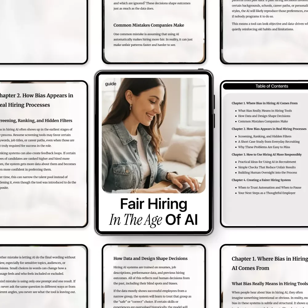 Fair Hiring in the Age of AI – Ethical Hiring AI Guide, Bias in Recruitment eBook, Responsible AI Hiring Checklist for Employers & HR