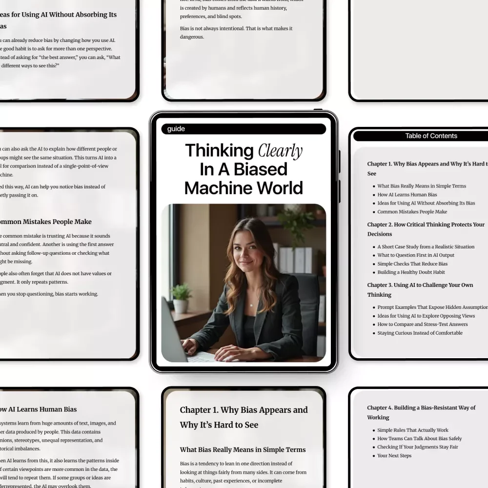 Thinking Clearly in a Biased Machine World | Critical Thinking Guide for AI Bias Awareness, Smart Decision-Making, Digital Download