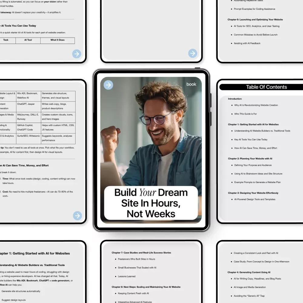 Build Your Dream Site in Hours, Not Weeks – AI Website Guide for Beginners & Entrepreneurs | Step-by-Step eBook Digital Download