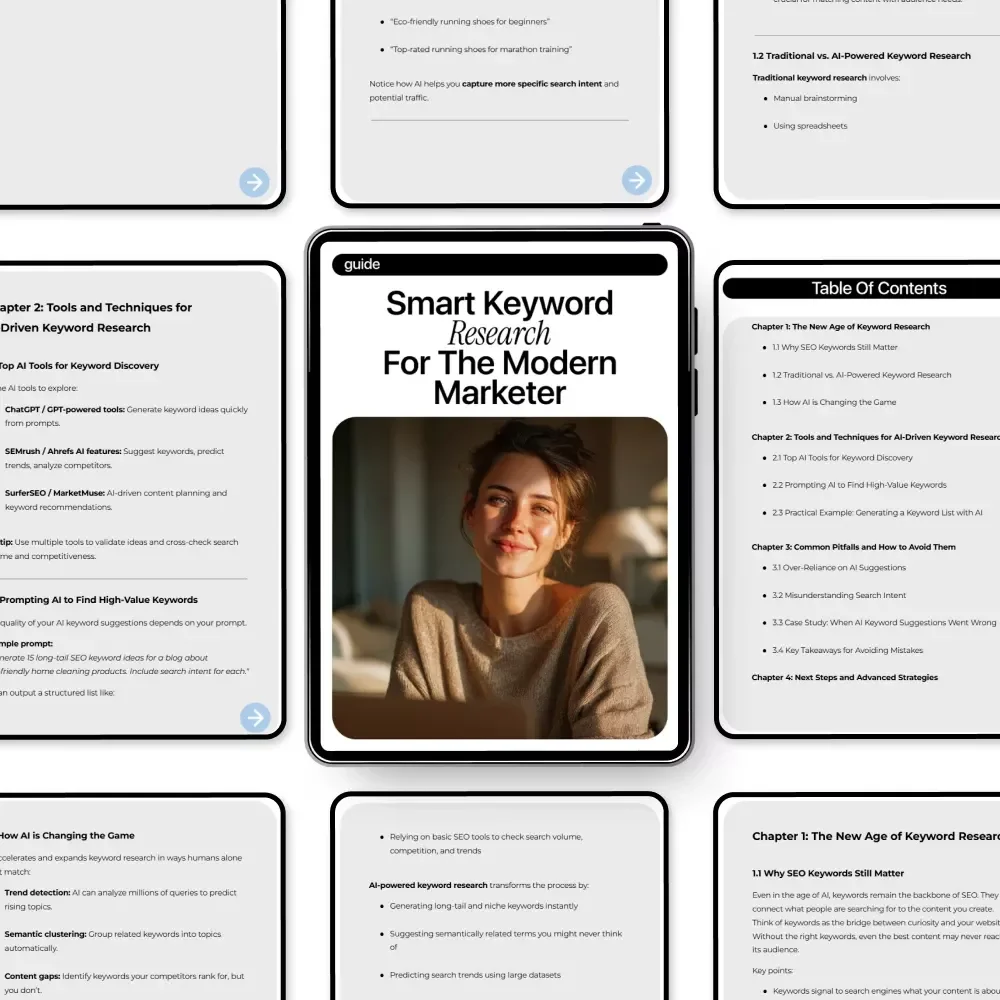 Smart Keyword Research for the Modern Marketer – AI Keyword Research Guide, SEO Strategy eBook for Content Creators, Digital Marketing Download
