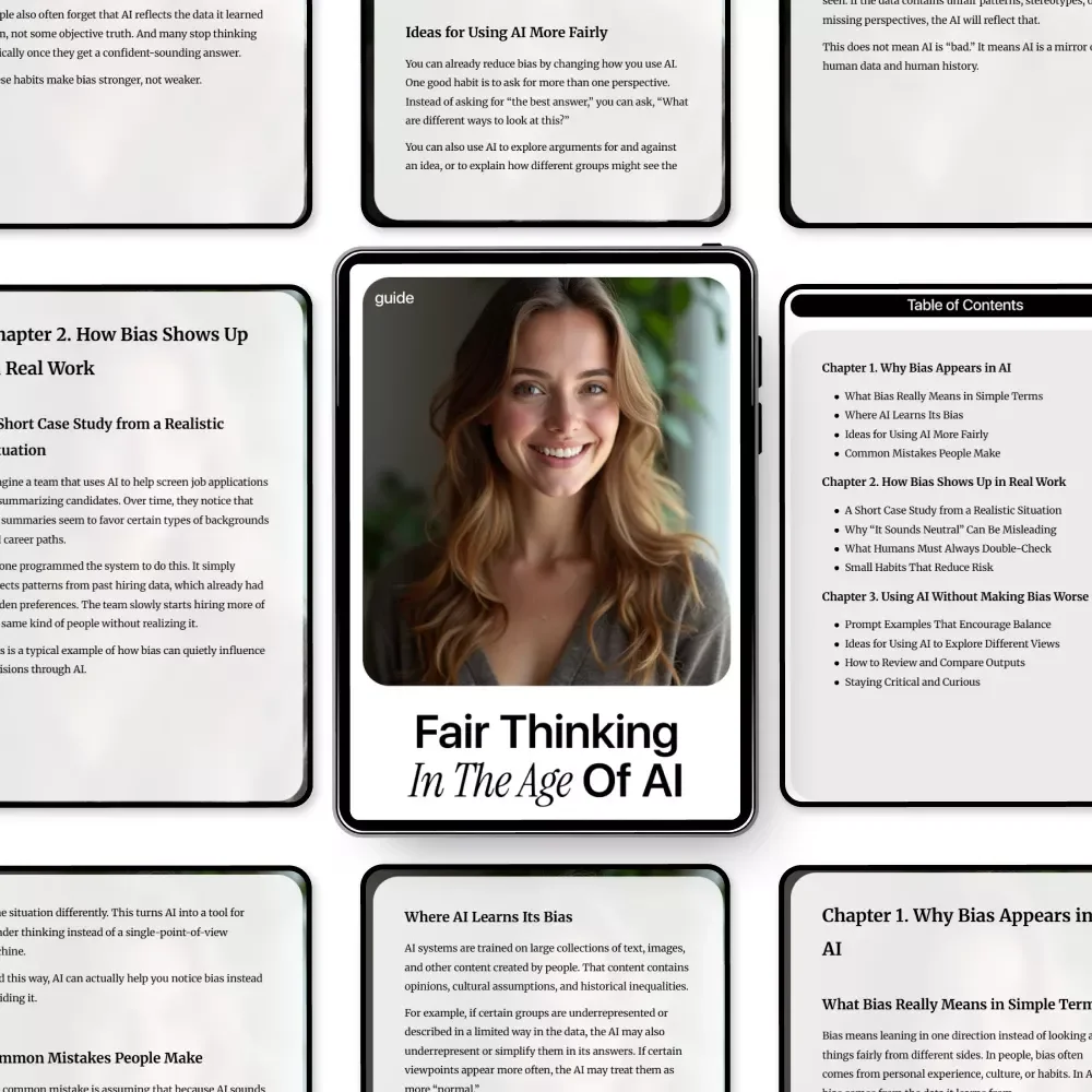 Fair Thinking in the Age of AI – Ethical AI Guide, AI Bias Awareness eBook, Fair AI Decision-Making Checklist for Responsible & Human-Centered AI Use