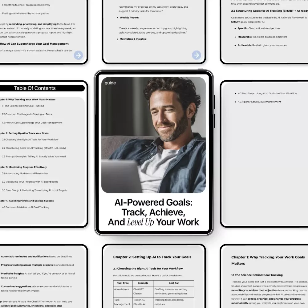 AI-Powered Goals: Track, Achieve, and Level Up Your Work – Smart Guide on How to Use AI to Track Your Work Goals, Productivity & Workflow Growth