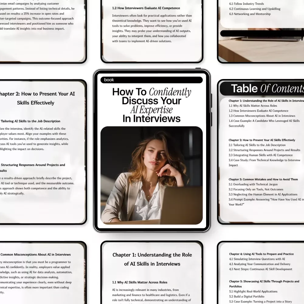 How to Confidently Discuss Your AI Expertise in Interviews | AI Interview Guide, Career eBook, Job Interview Prep for Professionals