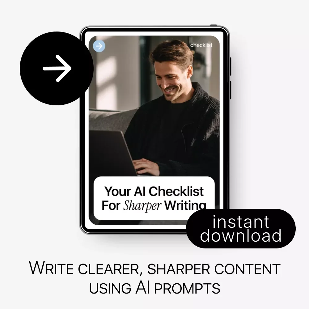 Your AI Checklist for Sharper Writing | AI Writing Guide, Digital Download, eBook & Checklist for Clear, Confident Content