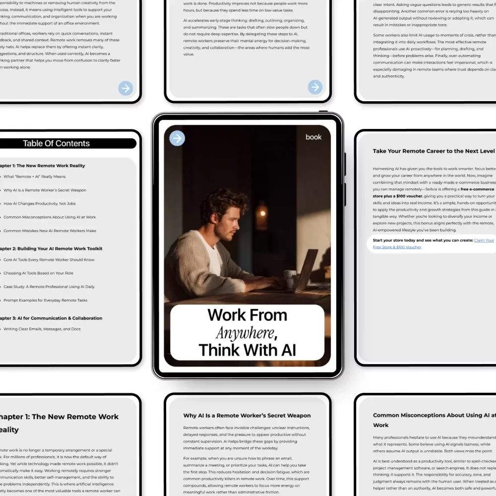 Work From Anywhere, Think With AI | Remote Work eBook Guide on how to use ai to work remotely effectively