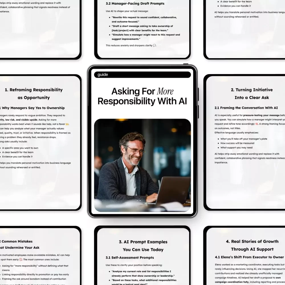 Asking for More Responsibility With AI | Professional Career Growth Guide | How to Use AI to Ask for More Responsibility | Workplace Confidence Builder | Printable & Digital Download