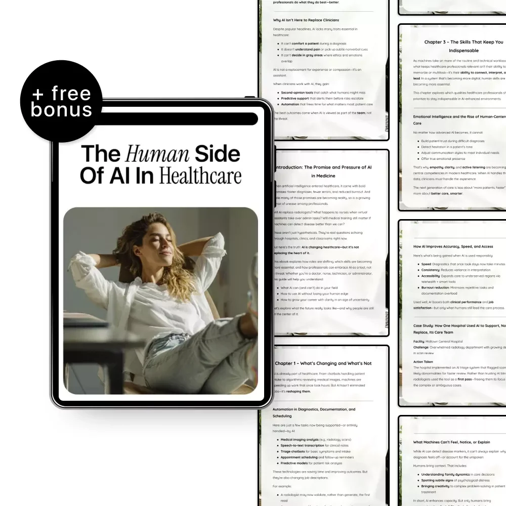 The Human Side of AI in Healthcare | Ebook Guide on how ai affects healthcare jobs, Careers & the Future of Care