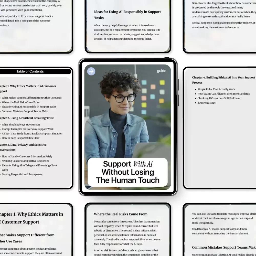Support with AI Without Losing the Human Touch – Ethical AI in Customer Support Guide, eBook, Checklist for AI Ethics in Customer Support, Human-Centered Support Strategies