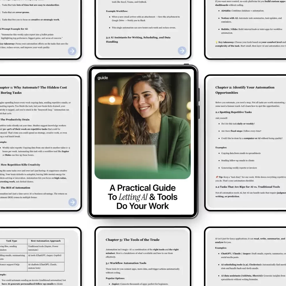 A Practical Guide to Letting AI & Tools Do Your Work | Smart Automation eBook for How to Automate Your Boring Work Tasks