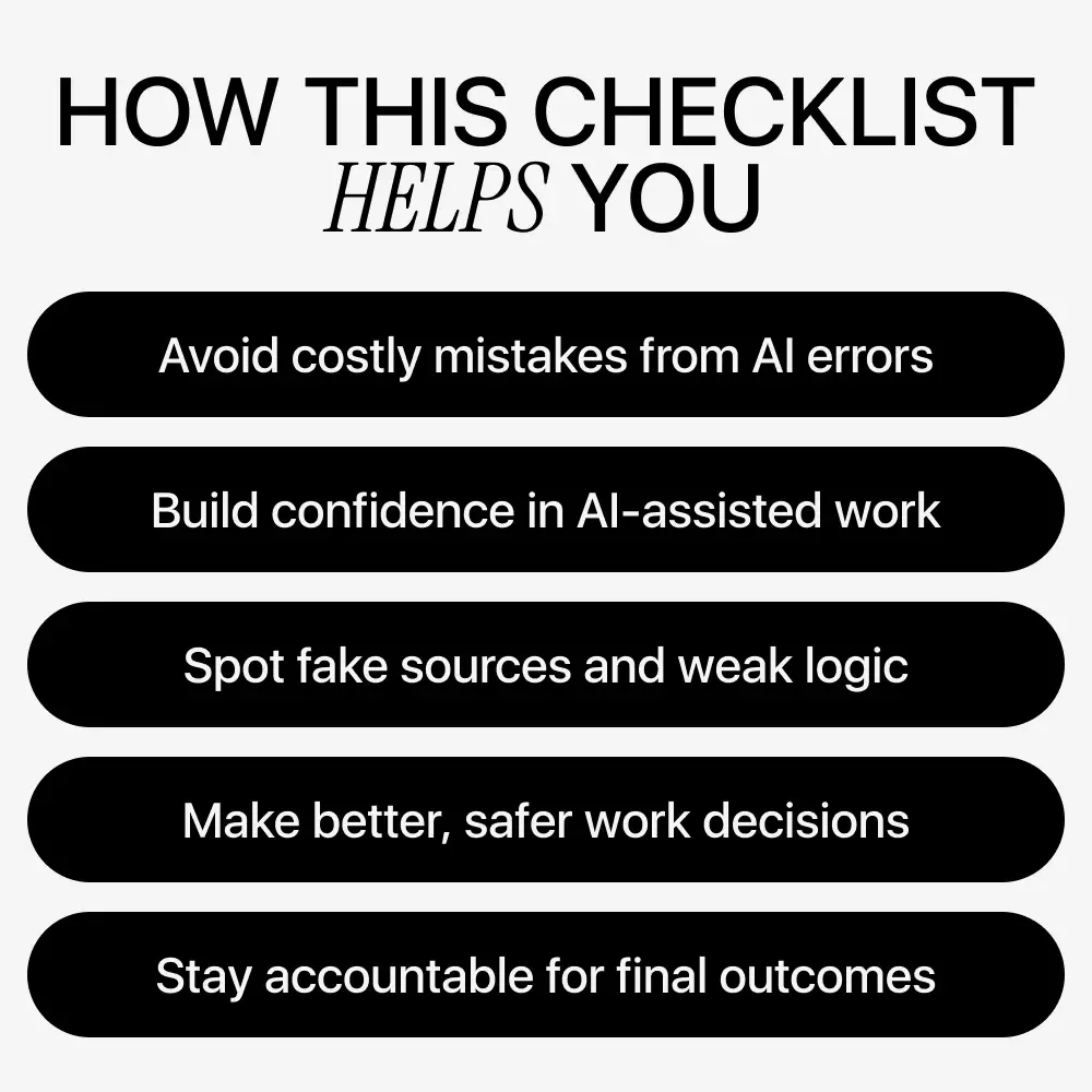Trust, But Verify: The AI Credibility Checklist for Work – AI Credibility Checklist | Digital Download Guide & Checklist for Professionals, Teams, and Smart AI Use