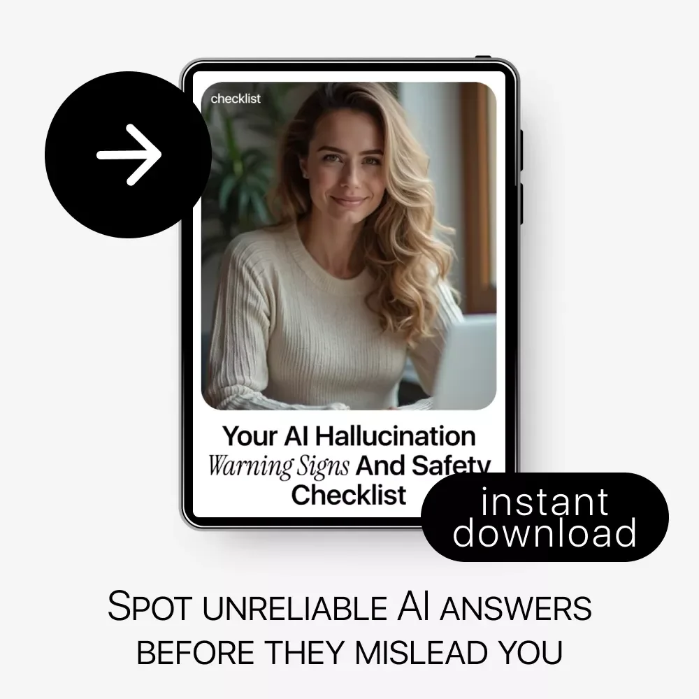 Your AI Hallucination Warning Signs and Safety Checklist | AI Fact-Checking Guide, AI Safety Checklist, Digital Download for Smarter AI Use