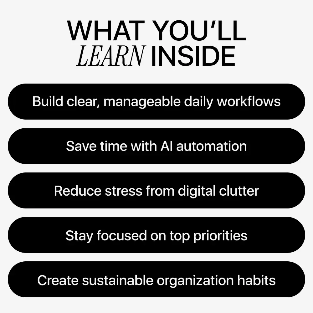 Smart Strategies to Stay Organized and Boost Productivity | Digital eBook Guide on how to use ai to stay organized | Productivity & Workflow Planner