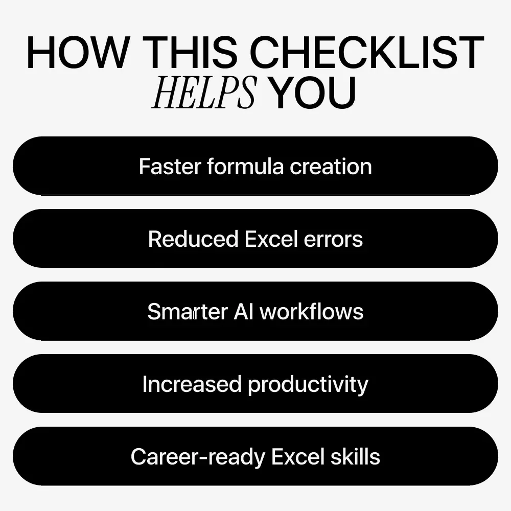 Career Checklist: Using AI to Create Excel Formulas | AI for Creating Excel Formulas Productivity Guide for Modern Professionals