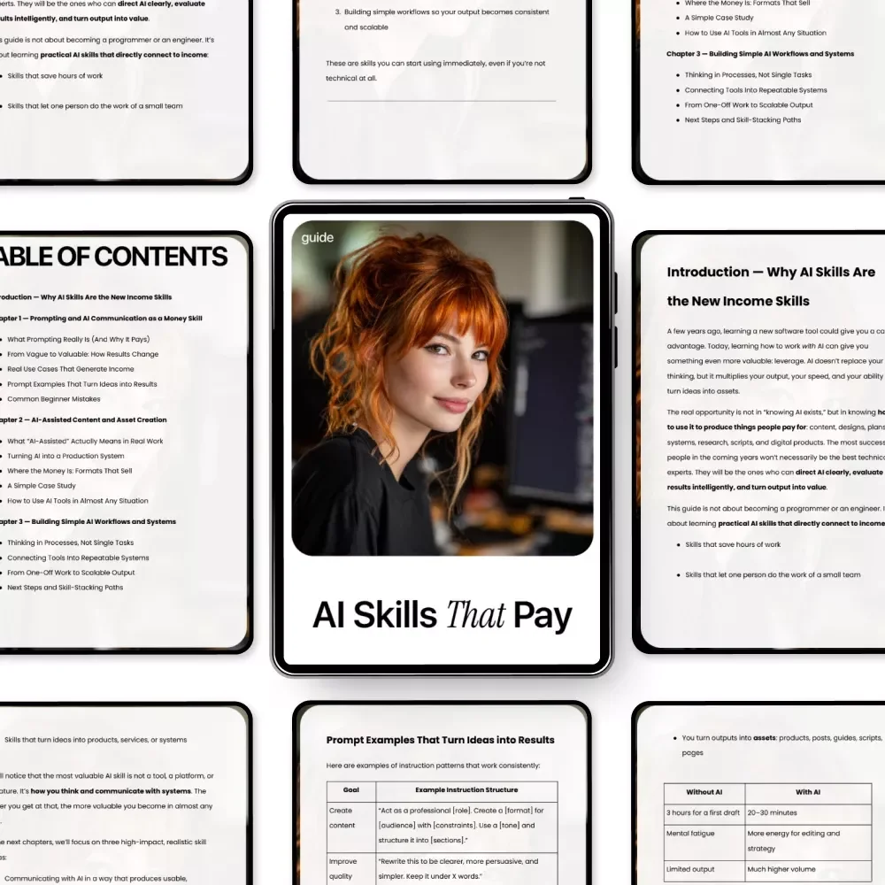 AI Skills That Pay – Income-Boosting Digital Guide for Beginners | Learn ai skills worth learning for income, Simple AI Workflows, Prompting Techniques, and Practical AI Content Creation