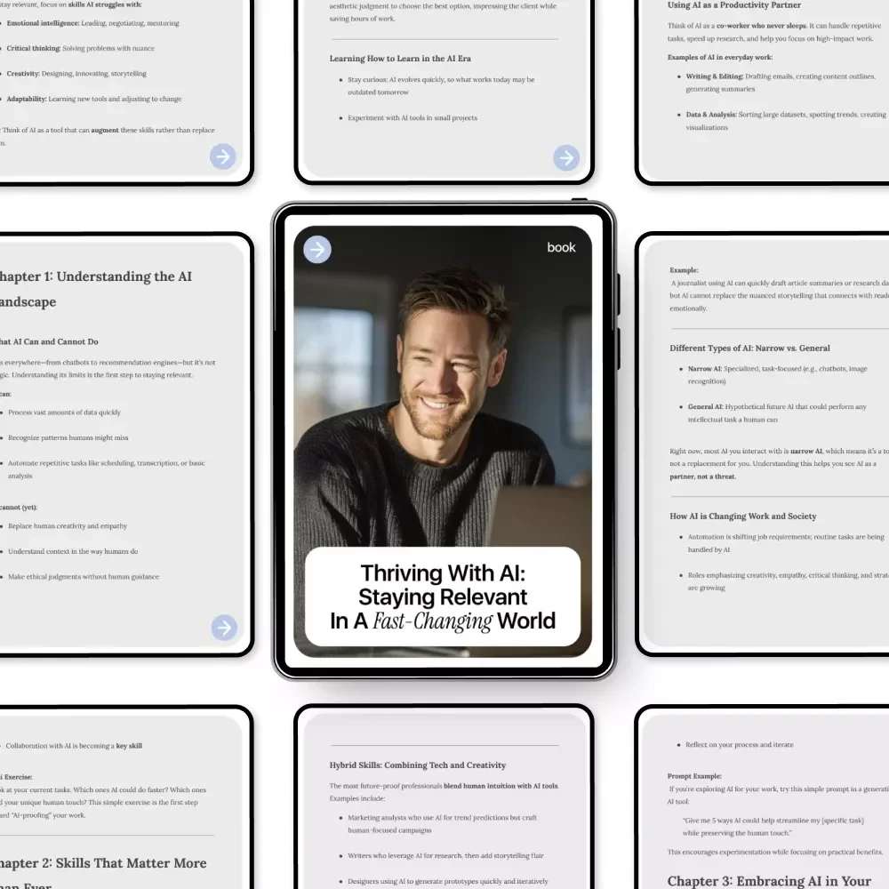 Thriving with AI: Staying Relevant in a Fast-Changing World | Practical Ebook Guide on how to stay relevant in the age of ai for Professionals, Creators & Career Growth