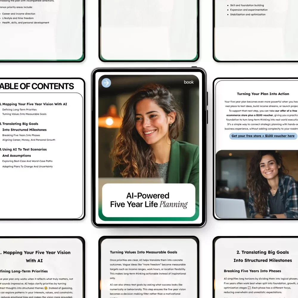 AI-Powered Five Year Life Planning | Editable eBook | Digital Download | Long-Term Goal Setting | Life Vision Map | AI for Creating a Five Year Plan