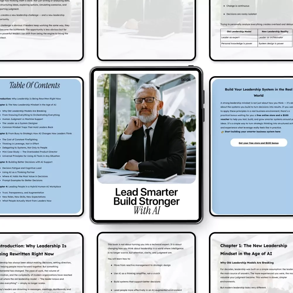 Lead Smarter Build Stronger with AI – Leadership Mindset Shift with AI Tools | Practical AI Leadership eBook for Modern Managers
