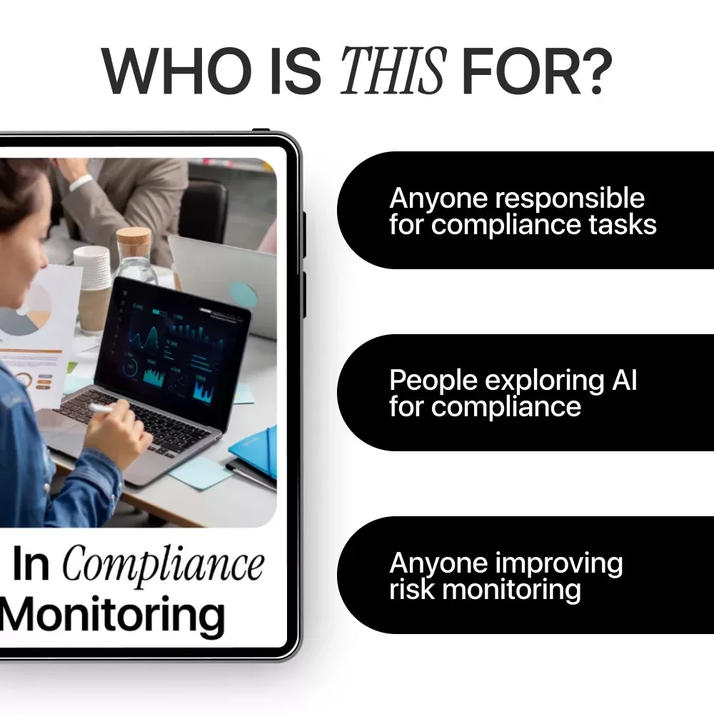 AI in Compliance Monitoring Ebook | Practical Guide to Using AI for Risk Detection, Fraud Prevention & Regulatory Oversight