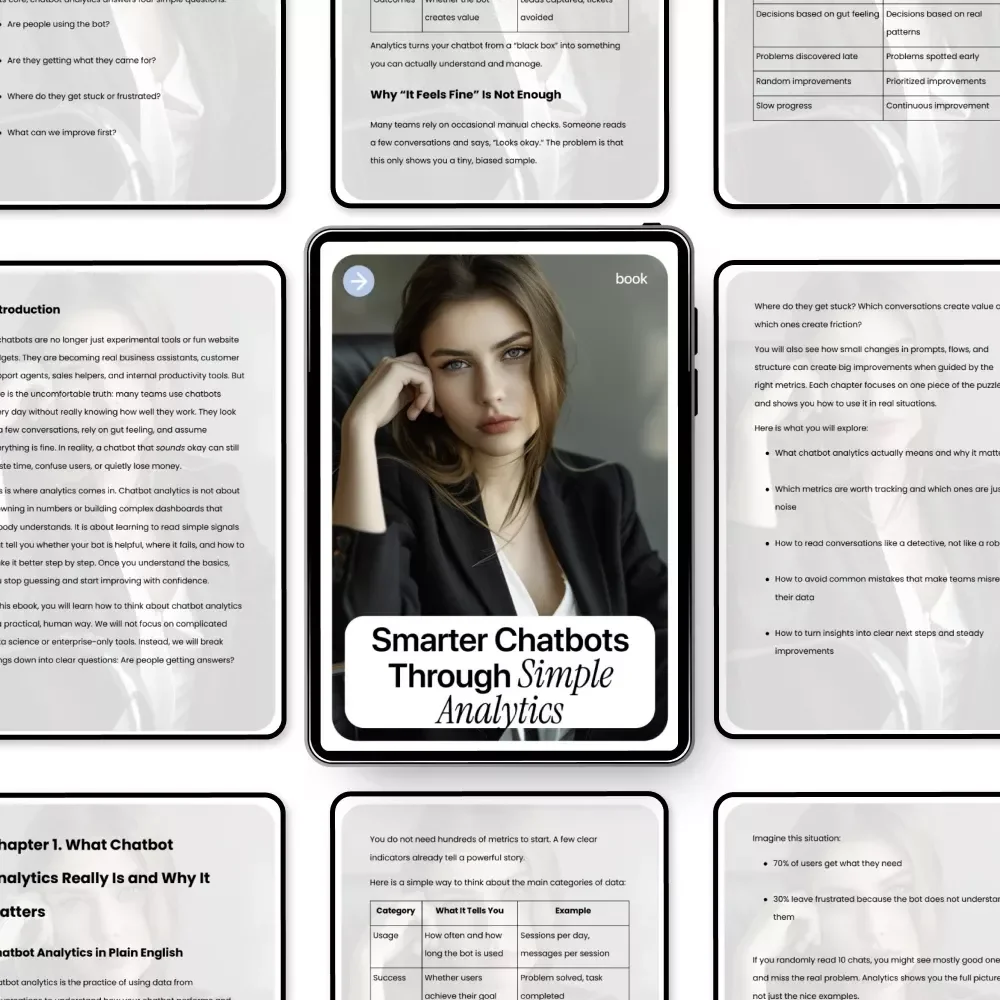Smarter Chatbots Through Simple Analytics – Practical eBook Guide to ai chatbot analytics basics for Product, UX & Support Teams