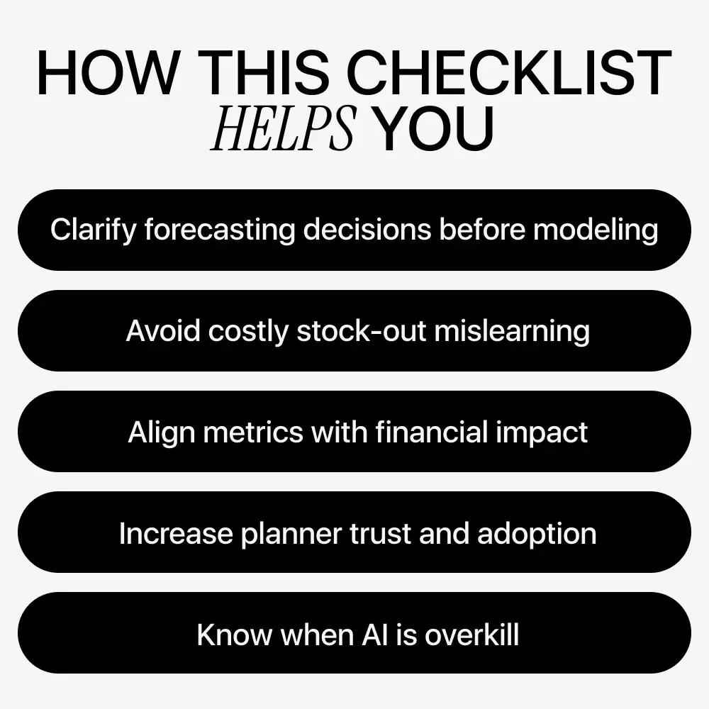 AI Demand Forecasting Checklist | Practical AI in Demand Forecasting Guide for Inventory, Supply Chain & Planning Teams