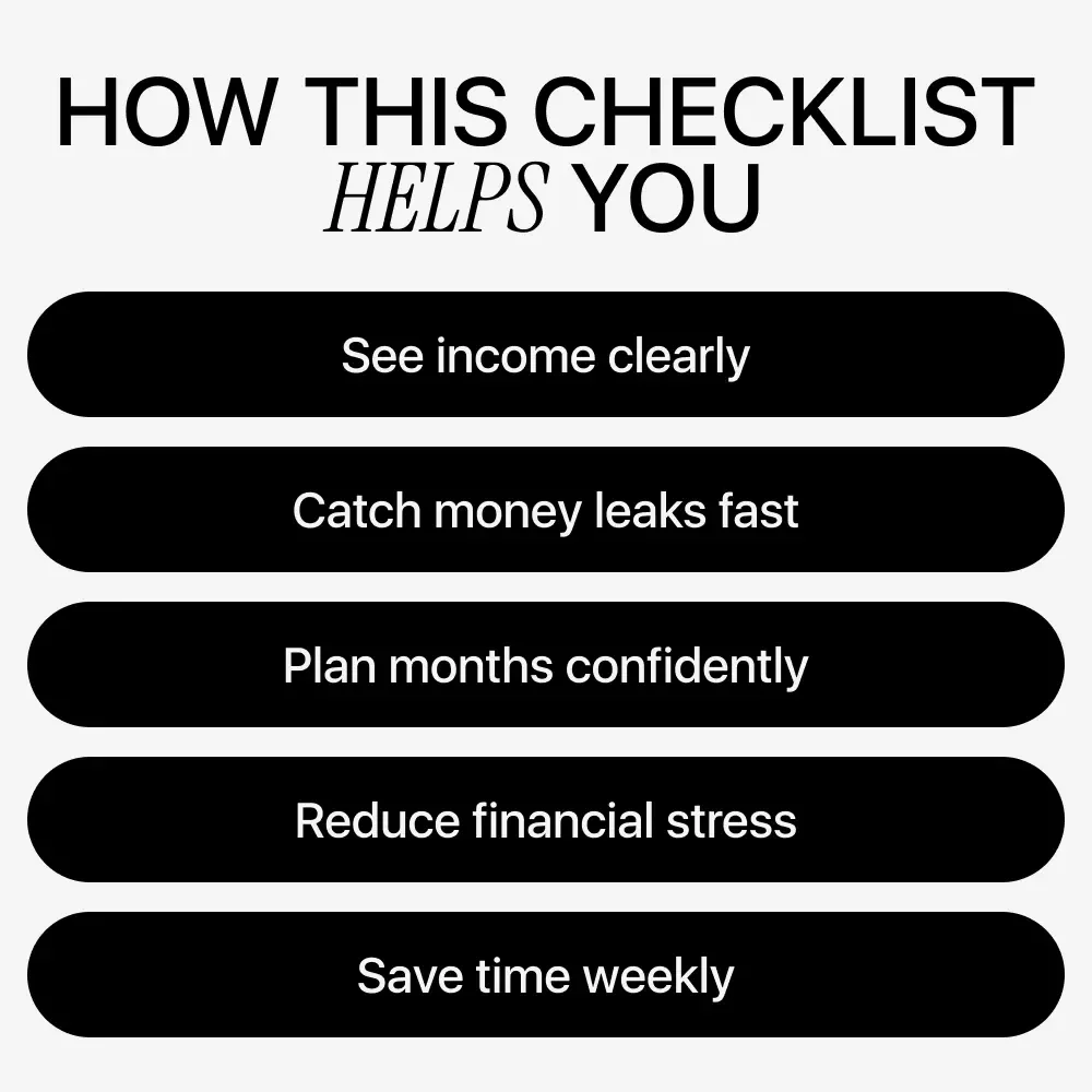Freelancers’ Smart AI Money Flow | Digital Checklist for Freelancer Income Tracking with AI, Simple Cash Flow Organization & Smarter Monthly Planning