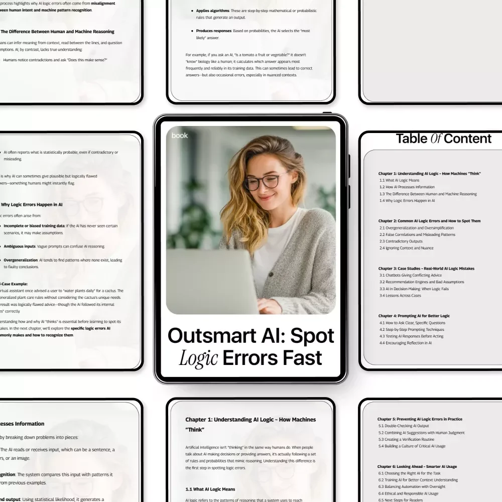 Outsmart AI: Spot Logic Errors Fast – AI Logic Guide, Critical Thinking eBook, Prompting Checklist, Digital Download for Smarter AI Use