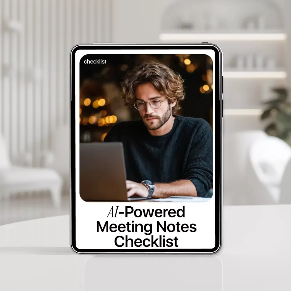 AI-Powered Meeting Notes Checklist | AI Meeting Notes Checklist for Zoom, Teams & Google Meet | Digital Download Productivity Guide