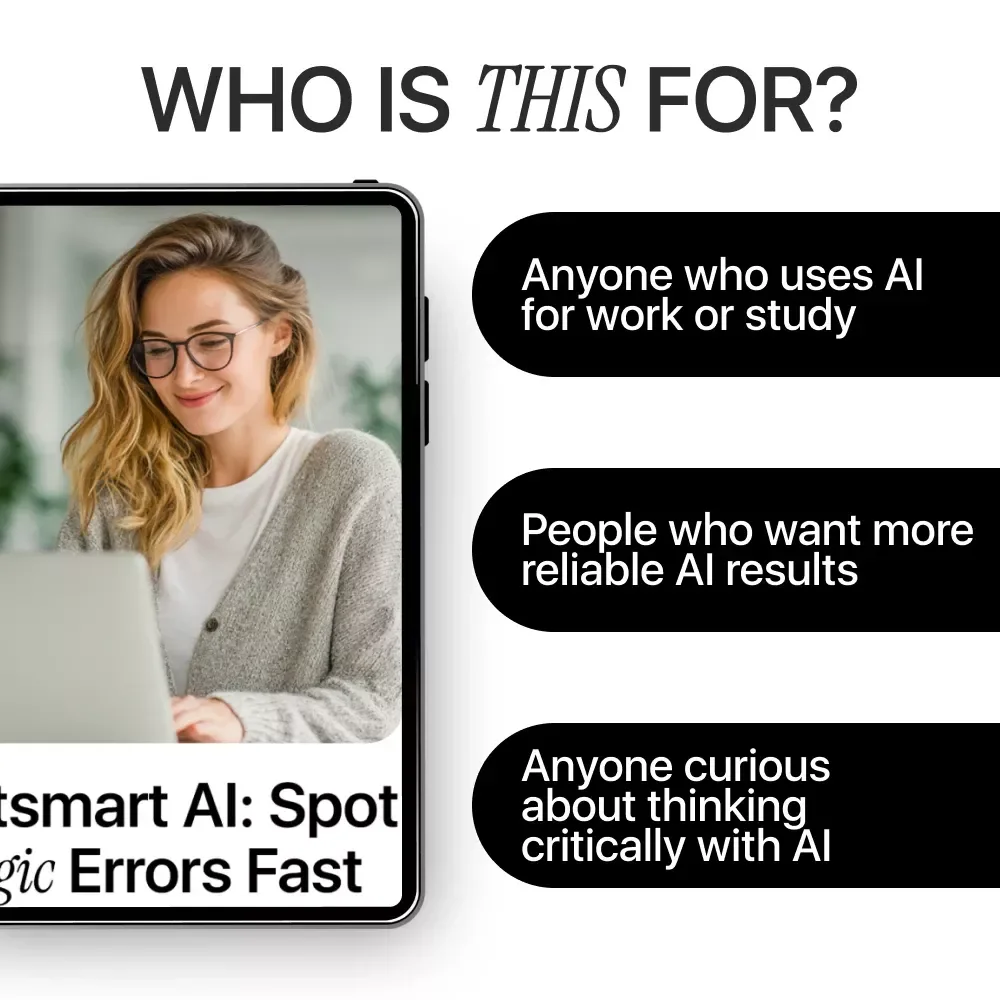 Outsmart AI: Spot Logic Errors Fast – AI Logic Guide, Critical Thinking eBook, Prompting Checklist, Digital Download for Smarter AI Use