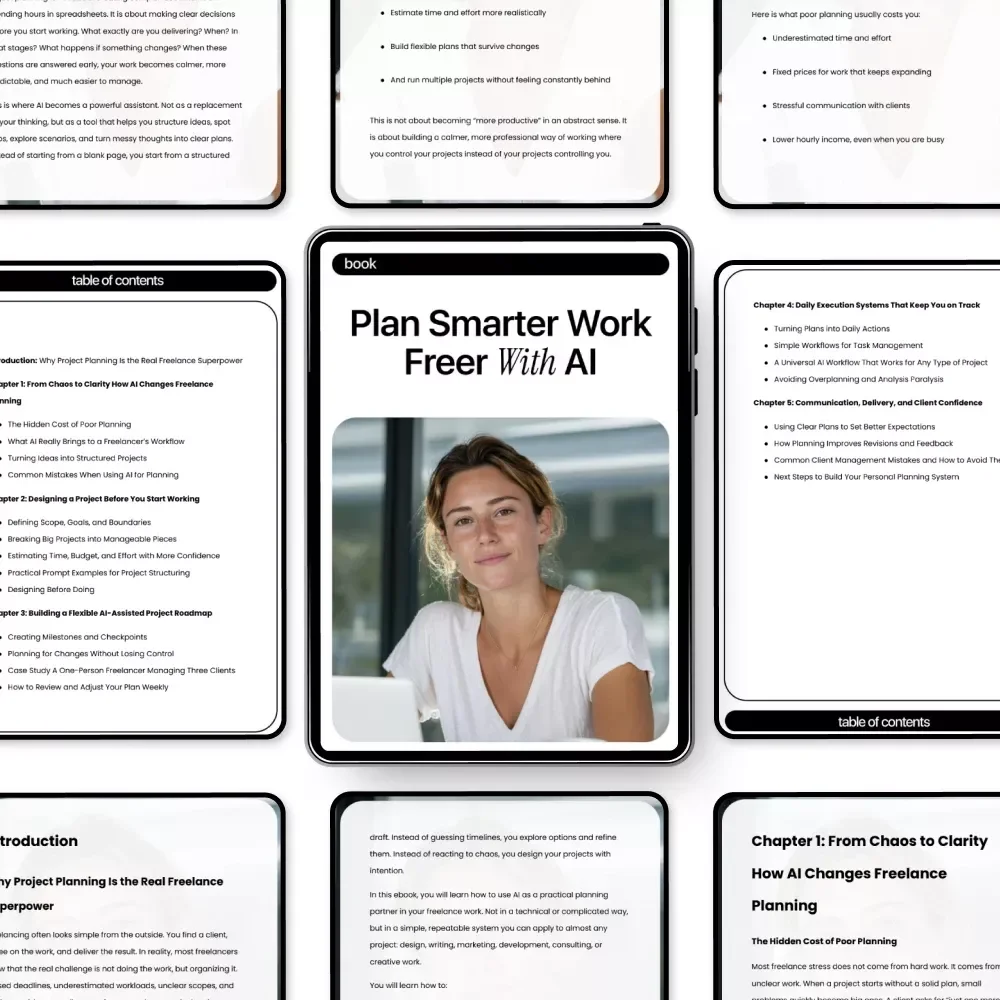 Plan Smarter Work Freer with AI | eBook for Freelancers | ai project planning for freelancers | Digital Guide to Smarter Project Planning