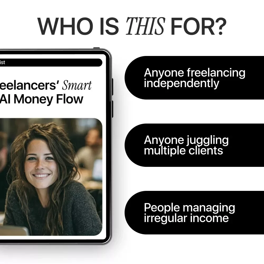 Freelancers’ Smart AI Money Flow | Digital Checklist for Freelancer Income Tracking with AI, Simple Cash Flow Organization & Smarter Monthly Planning