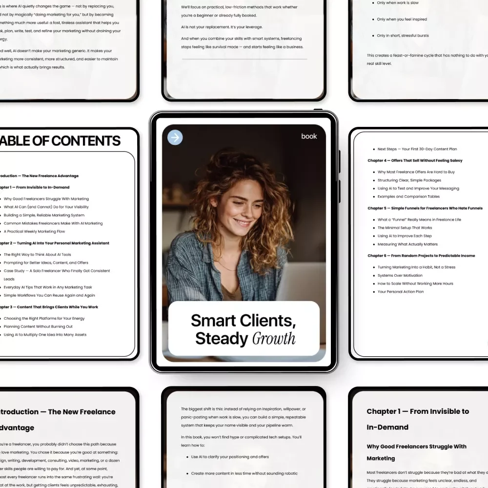 Smart Clients, Steady Growth – AI Marketing Help for Freelancers | Simple Systems eBook for Consistent Leads & Predictable Income