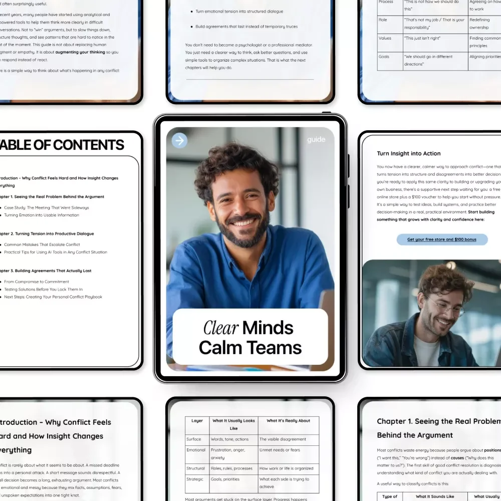 Clear Minds Calm Teams – Practical Guide to Conflict Resolution with AI Insights for Better Workplace Communication