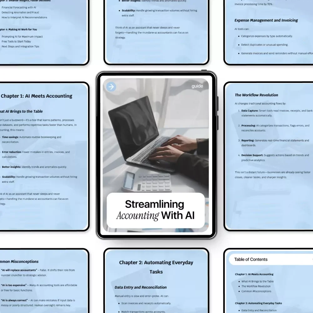 Streamlining Accounting with AI – Digital Guide for Modern Accounting Workflows, Boost Efficiency, Automate Tasks, ai in accounting workflows, Small Business & Accountant Toolkit