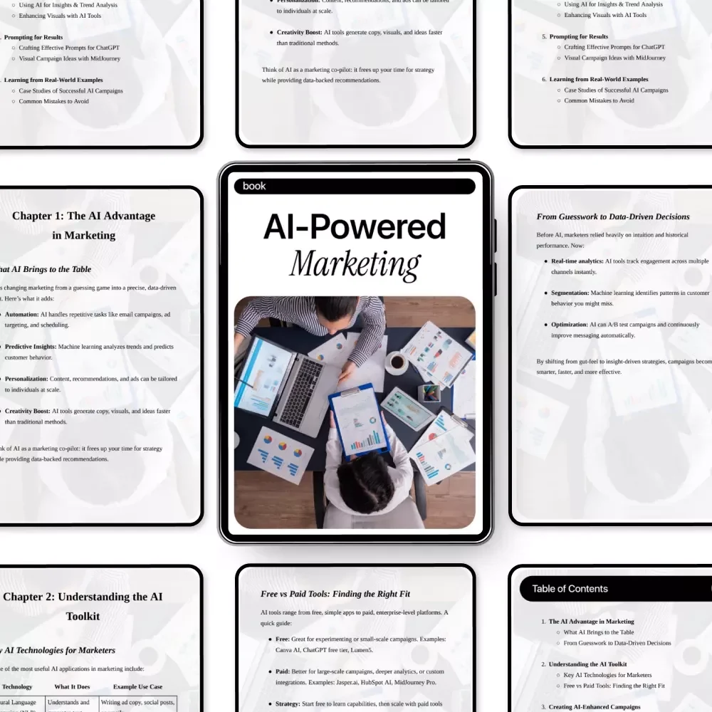 AI-Powered Marketing | Modern Marketing Strategy eBook for Marketers | Digital Download Guide for Using ai in marketing campaigns | AI Copywriting, Trend Analysis & Prompting Toolkit