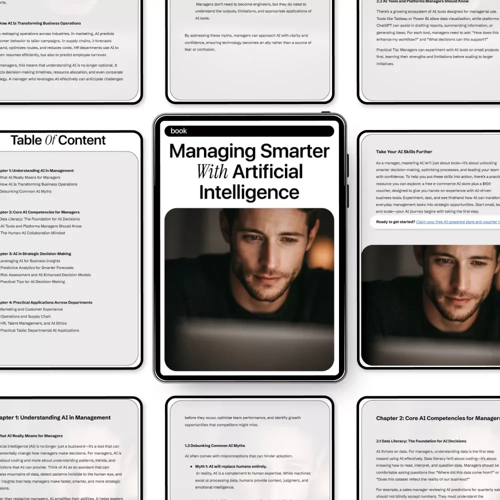 Managing Smarter with Artificial Intelligence | Practical AI Skills for Managers Ebook | Leadership, Strategy & Decision-Making Guide