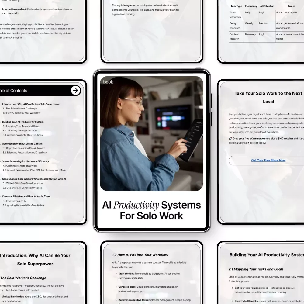 AI Productivity Systems for Solo Work | Smart AI Productivity Systems Solo Work Guide for Freelancers, Creators & One-Person Businesses | Digital eBook Download