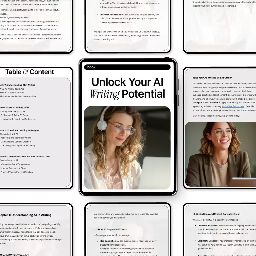 Unlock Your AI Writing Potential – Practical eBook for Building ai skills for writing tasks, Smarter Prompts, Editing, Research & Content Creation