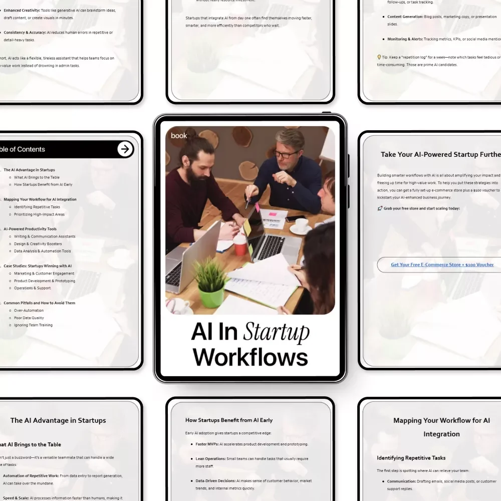 AI in Startup Workflows | Practical AI in Startups Workflows eBook for Founders, Teams & Productivity Systems