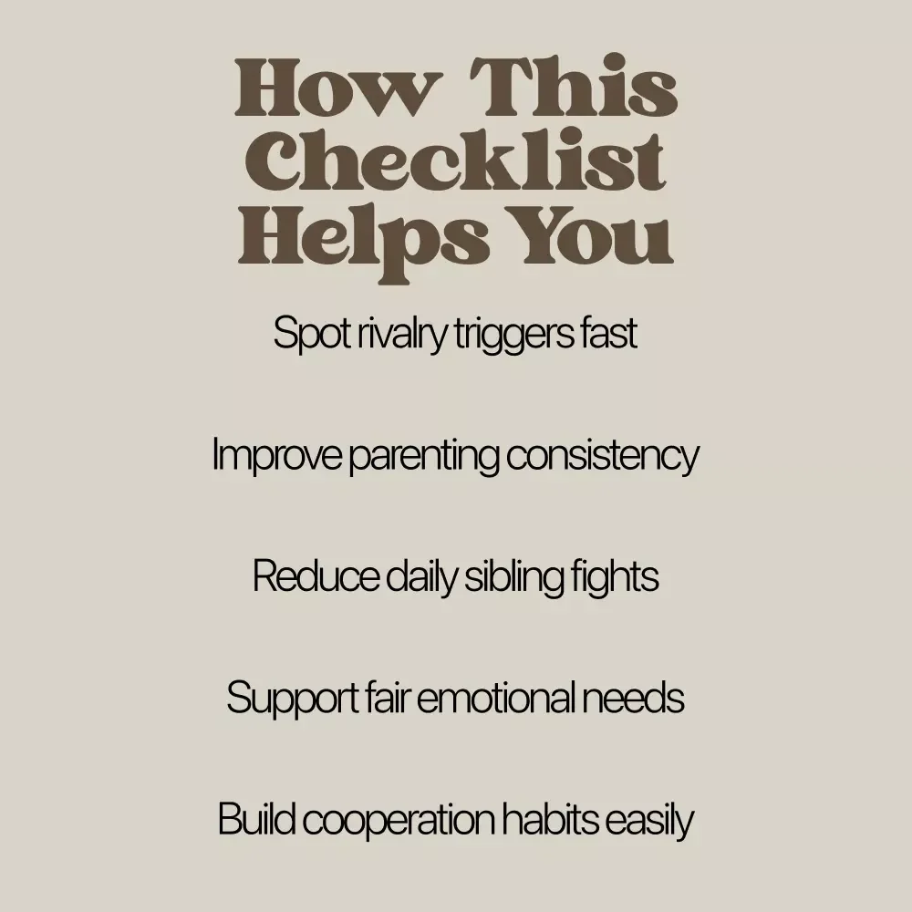Why Sibling Rivalry Happens – Printable Checklist for Parents | Understand Sibling Rivalry Common Causes & Family Dynamics
