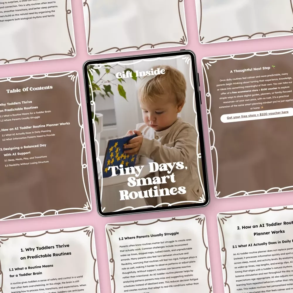 Tiny Days, Smart Routines – AI Toddler Routine Planner eBook for Calm Days, Better Sleep & Happy Transitions | Digital Download