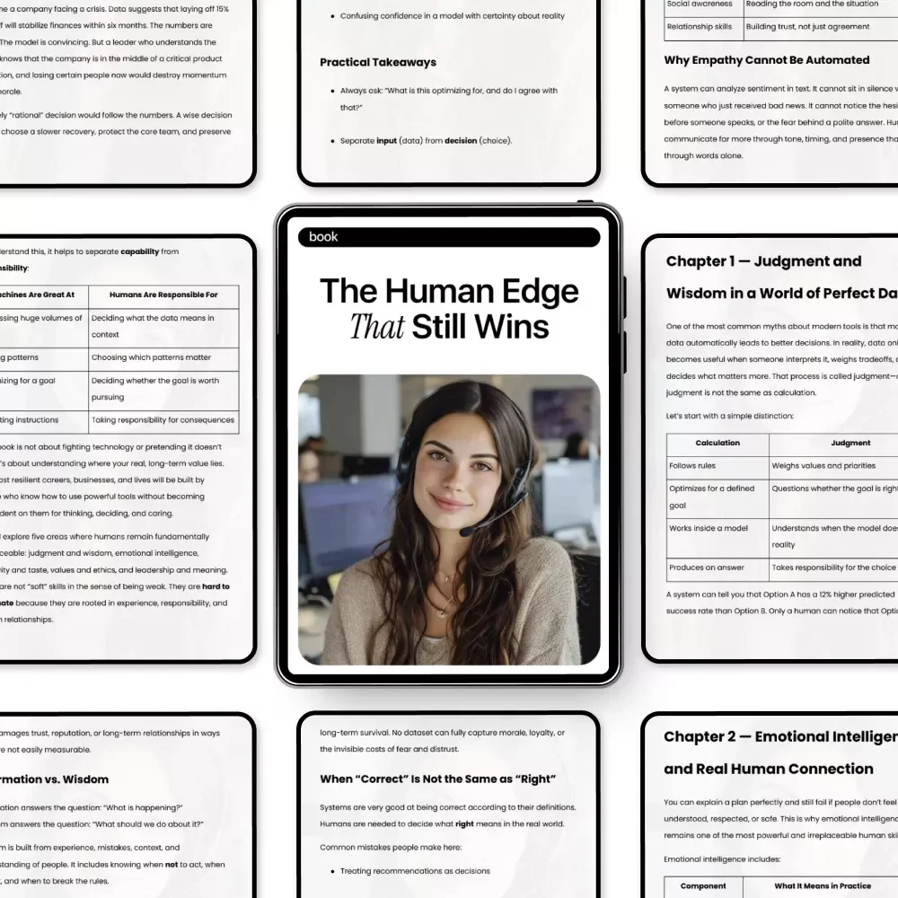 The Human Edge That Still Wins – Ebook on Human Skills AI Cannot Replace for Leaders, Creatives & Professionals