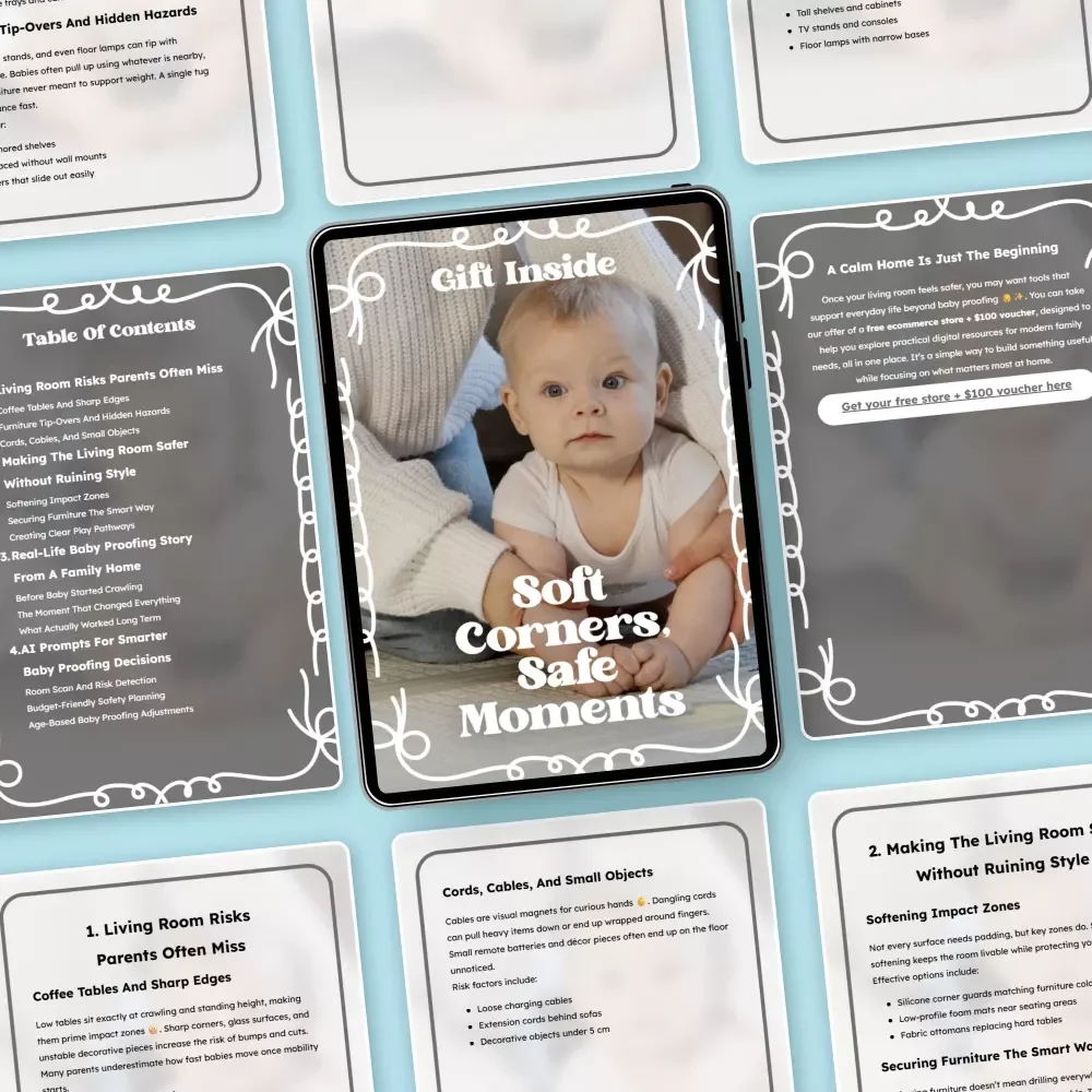 Soft Corners, Safe Moments – Living Room Safety Guide for Parents | Baby-Proofing Checklist & baby proofing tips for living room