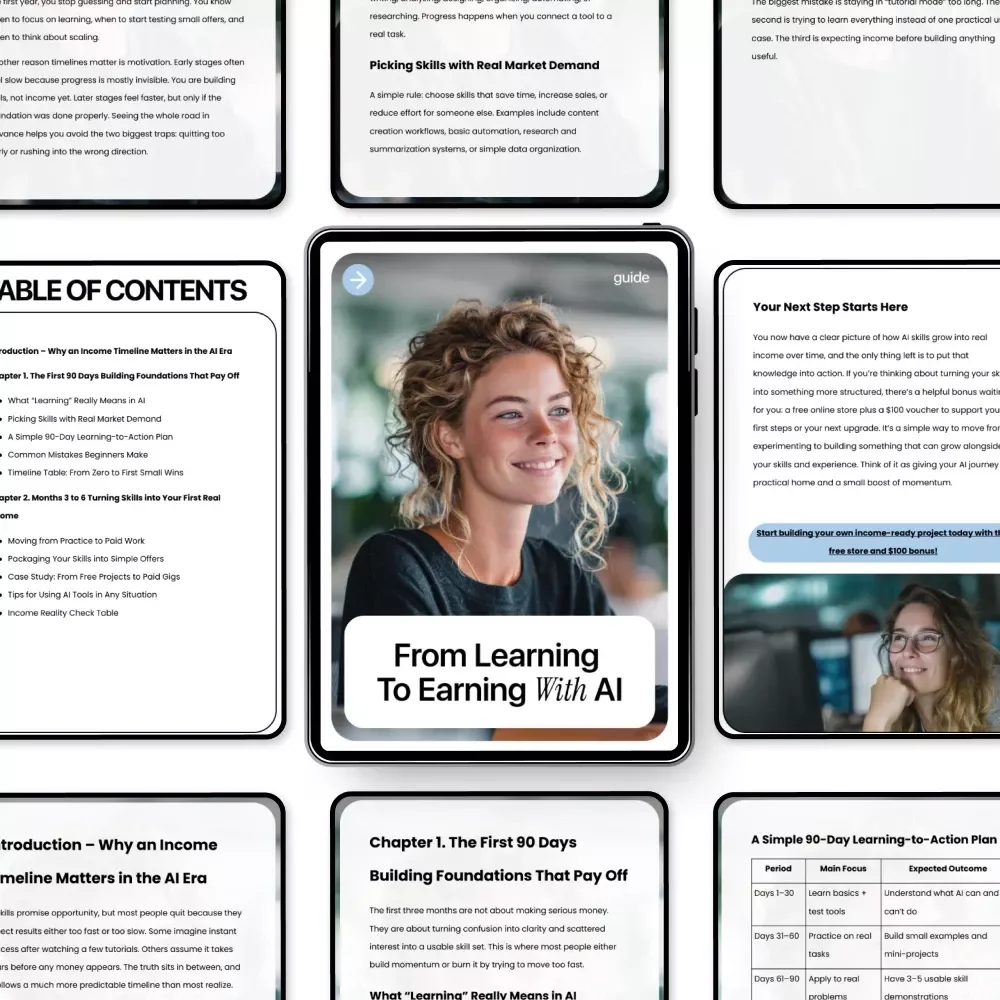 From Learning to Earning with AI – Practical Guide to ai skills, income timeline expectations, Digital Download for Beginners & Creators