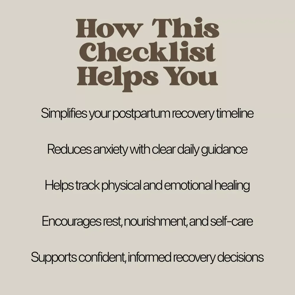 Your Postpartum Recovery Checklist | Printable Postpartum Care Guide & Postpartum Recovery Timeline Tracker
