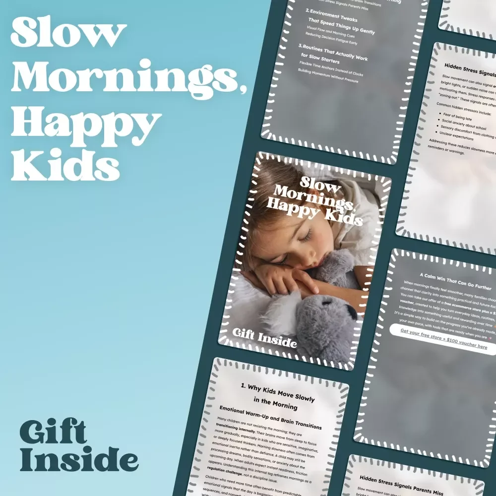 Slow Mornings, Happy Kids – A Gentle Parenting Ebook | kids slow mornings solutions for Calm, Connected, Stress-Free Starts
