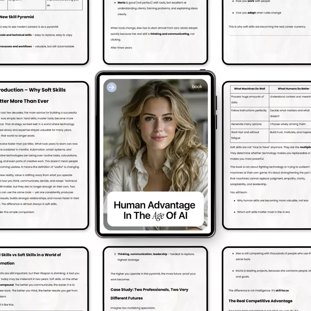 Human Advantage in the Age of AI | Practical Ebook on Soft Skills in AI Era, Communication, Critical Thinking & Future-Proof Careers