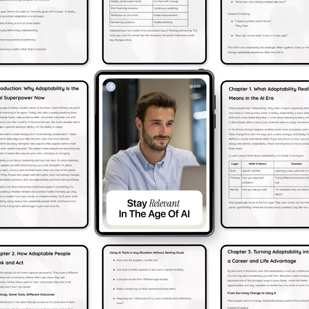 Stay Relevant in the Age of AI – Practical Guide to Building Adaptability Skills in AI Era for Career Growth, Future-Proof Mindset & Smarter Use of AI Tools
