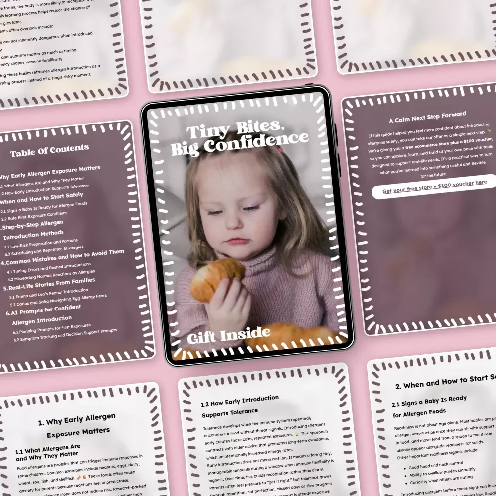 Tiny Bites, Big Confidence – How to Introduce Allergens Safely | Baby Allergen Introduction eBook for First-Time Parents