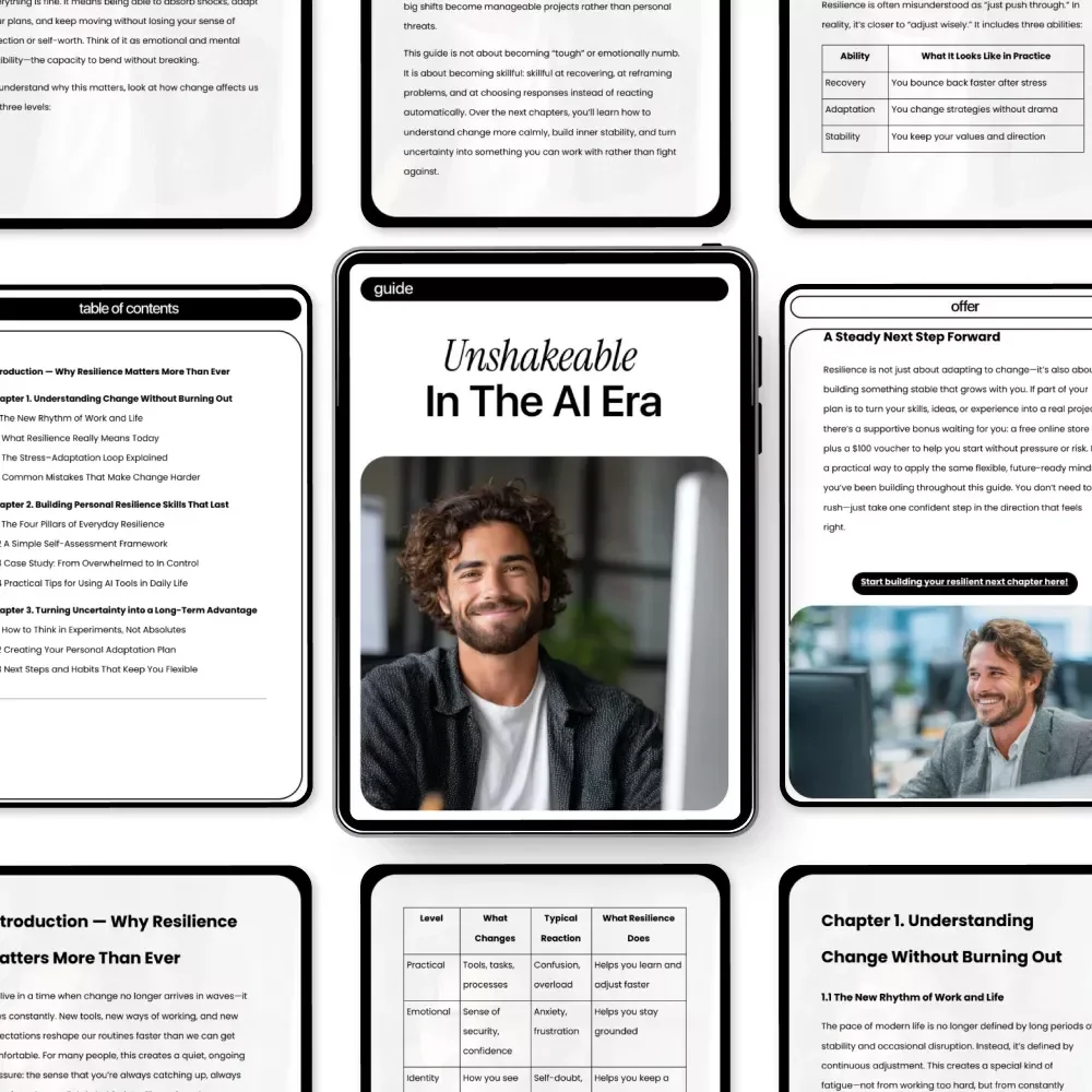 Unshakeable in the AI Era – Practical Guide to Resilience Skills Amid AI Change, Adapt Faster, Stay Grounded, and Thrive in a Rapidly Changing World