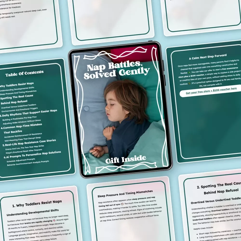 Nap Battles, Solved Gently: Toddler Nap Resistance Solutions eBook for Stress-Free Naptimes, Gentle Sleep Guidance, Pre-Nap Flow Tips, and Personalized AI Prompts